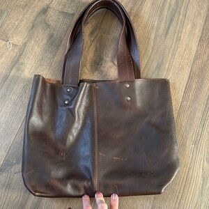 Love 41 Small Weekend Tote leather tote dark brown coffee color